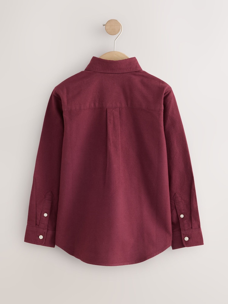 Burgundy Red Long Sleeve Brushed Oxford Shirt (3-16yrs) - Image 2 of 4