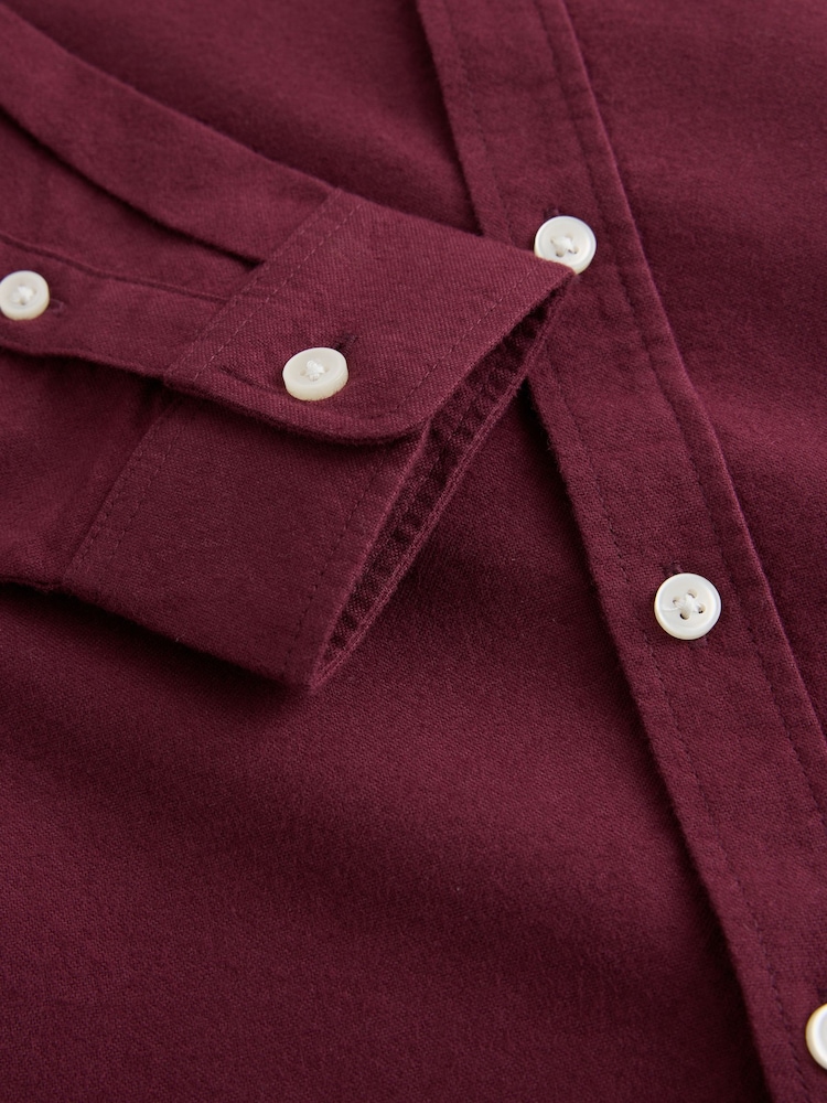 Burgundy Red Long Sleeve Brushed Oxford Shirt (3-16yrs) - Image 4 of 4