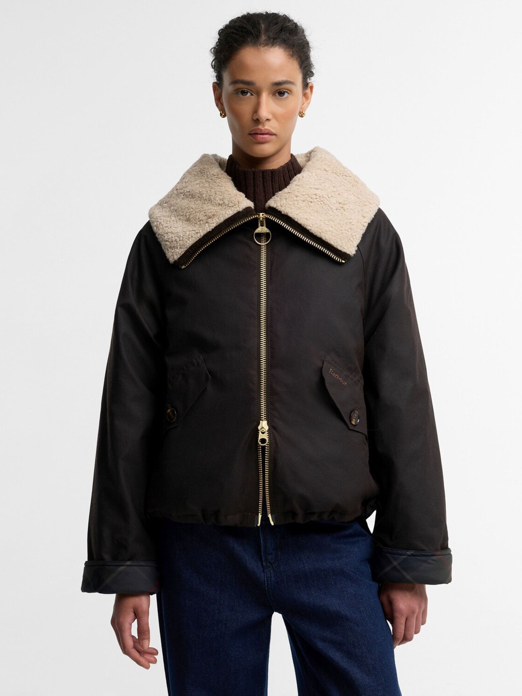 Barbour Womens Mary Wax Jacket - Rustic/Shadow - Size 14 (L) - Image 2