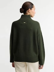 Barbour® Green Woodhouse Cashmere Blend Funnel Neck Knitted Jumper - Image 2 of 6
