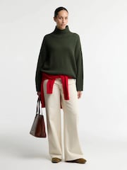 Barbour® Green Woodhouse Cashmere Blend Funnel Neck Knitted Jumper - Image 3 of 6