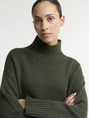 Barbour® Green Woodhouse Cashmere Blend Funnel Neck Knitted Jumper - Image 4 of 6