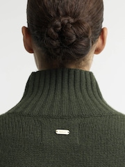Barbour® Green Woodhouse Cashmere Blend Funnel Neck Knitted Jumper - Image 5 of 6
