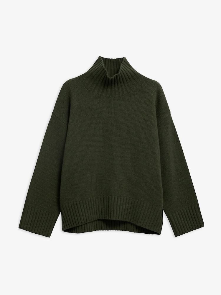 Barbour® Green Woodhouse Cashmere Blend Funnel Neck Knitted Jumper - Image 6 of 6