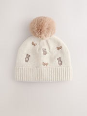 Ecru Bear Pom Beanie Hat (3mths-16yrs) - Image 4 of 6