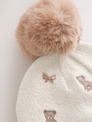 Ecru Bear Pom Beanie Hat (3mths-16yrs) - Image 5 of 6