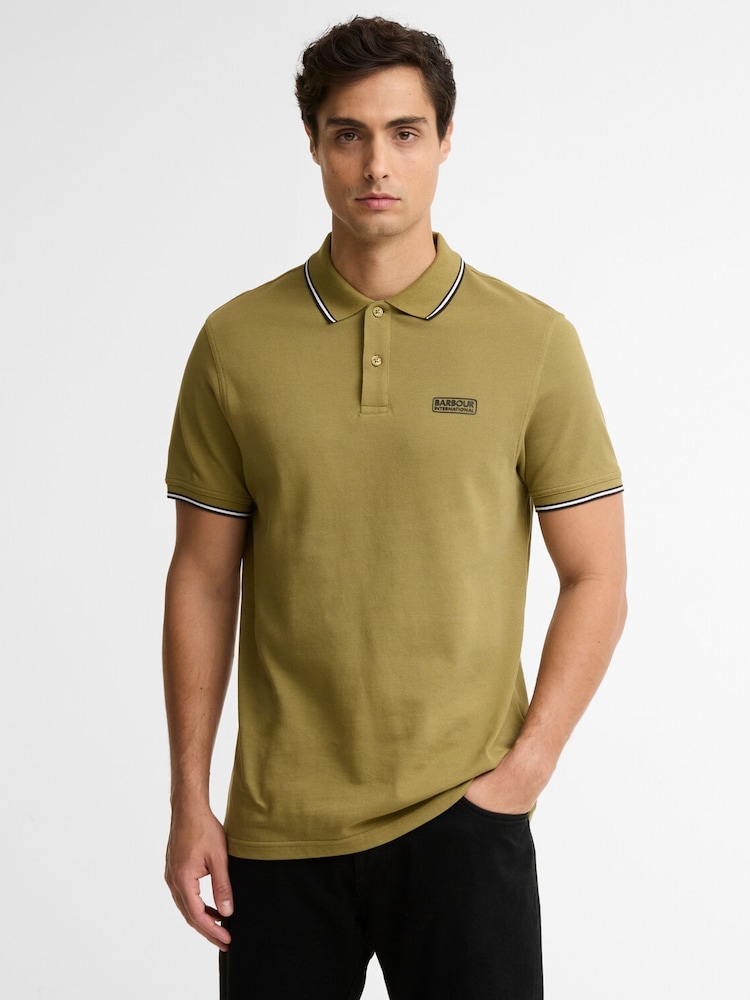 Barbour International Green Evan Tipped Polo Shirt - Image 1 of 4