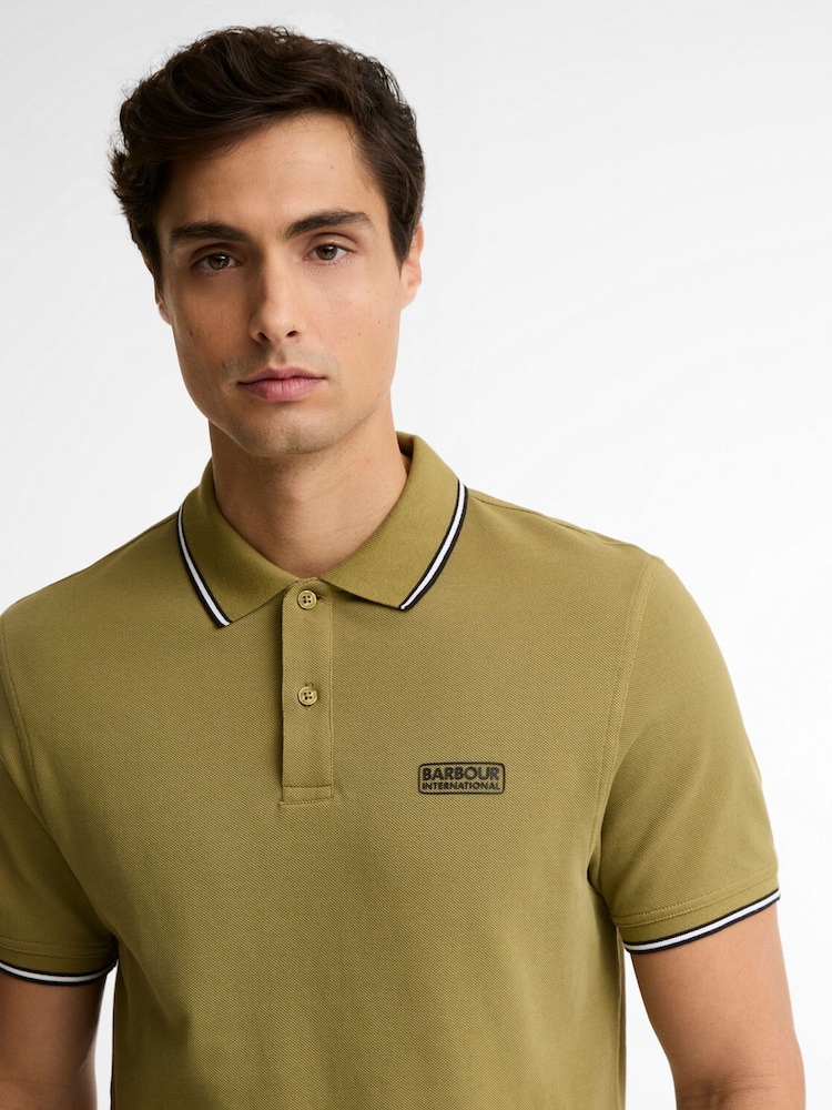 Barbour International Green Evan Tipped Polo Shirt - Image 4 of 4