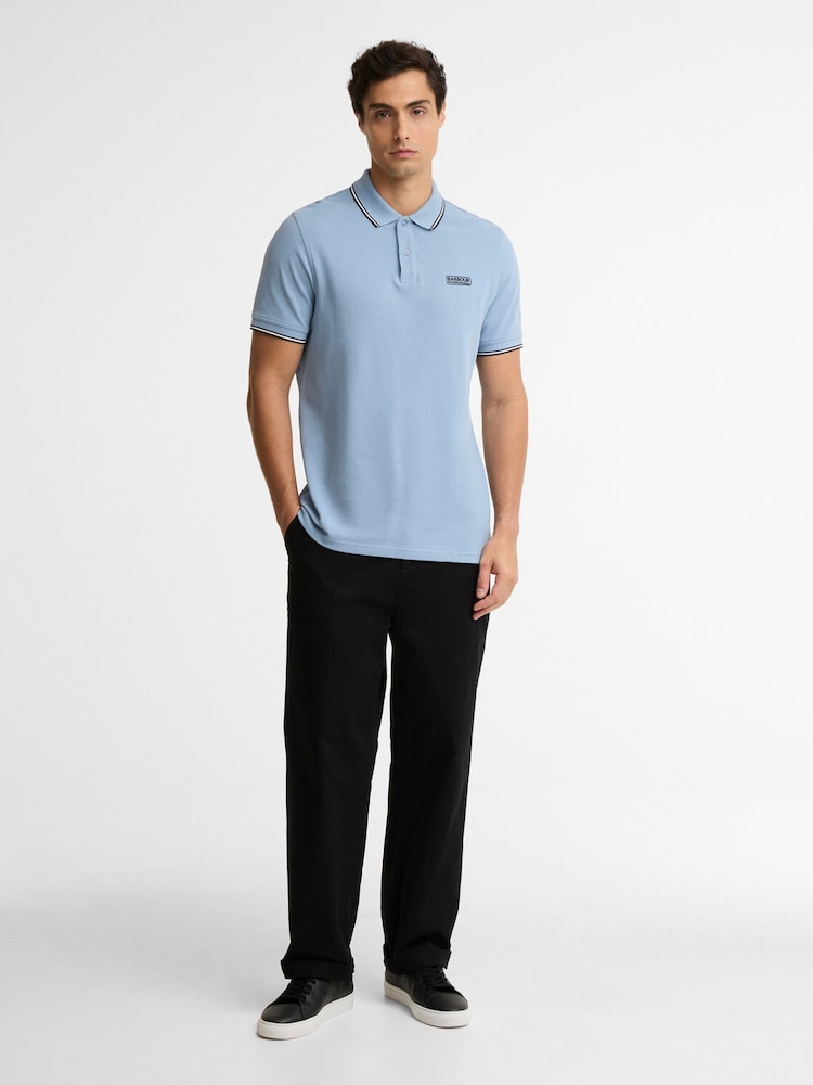 Barbour International Blue Evan Tipped Polo Shirt - Image 2 of 4