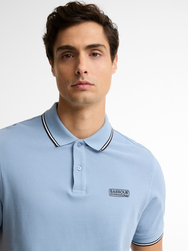 Barbour International Blue Evan Tipped Polo Shirt - Image 4 of 4