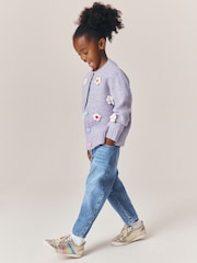 Little Bird by Jools Oliver Lilac Purple 3D Hand Crocheted Rainbow Floral Cardigan - Image 3 of 7