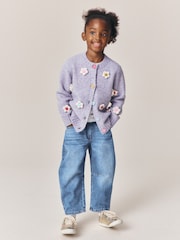 Little Bird by Jools Oliver Lilac Purple 3D Hand Crocheted Rainbow Floral Cardigan - Image 4 of 7