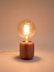 Oliver Bonas Pink Clara Stripe Table Lamp Base - Image 1 of 4