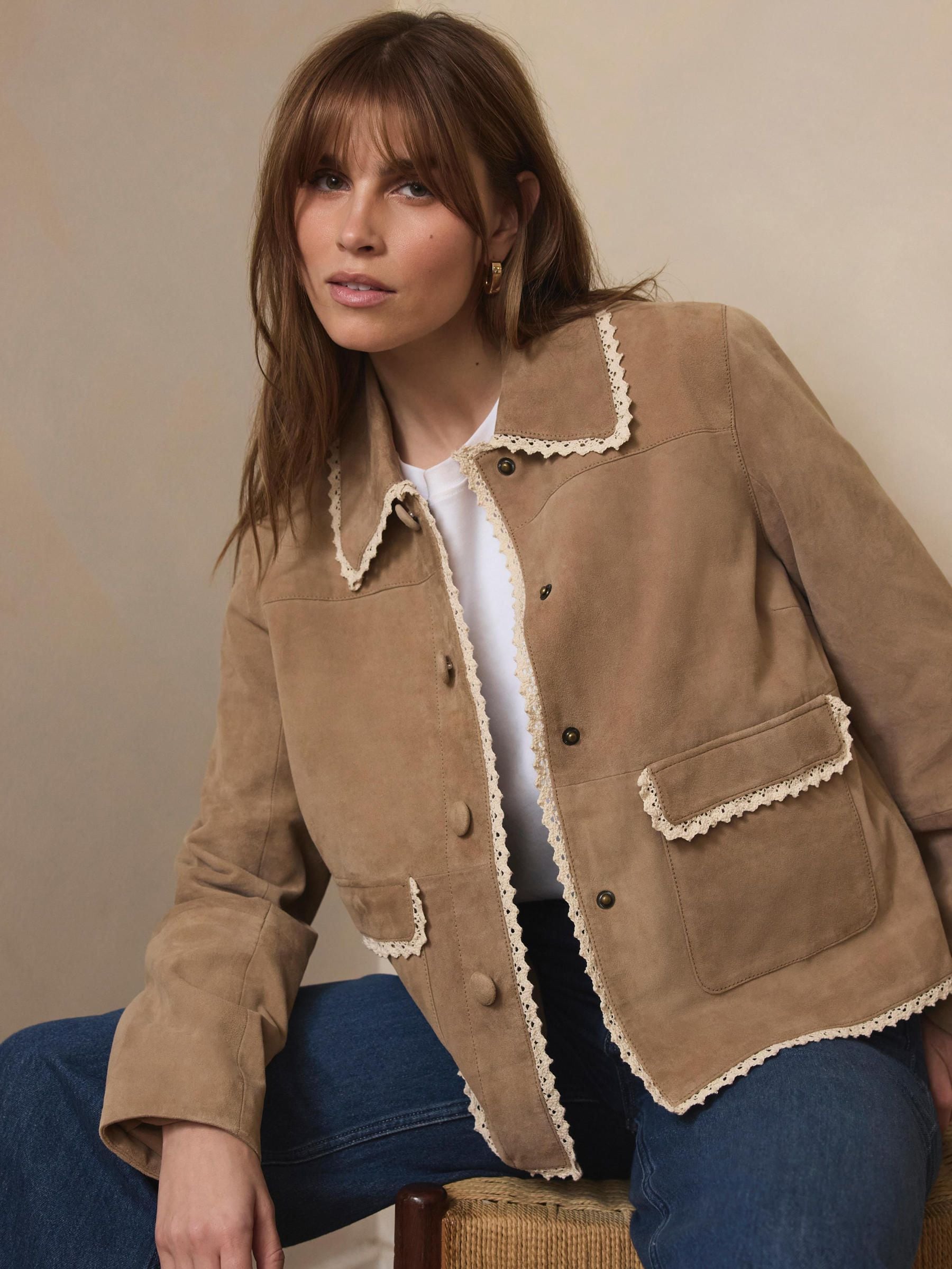 Buy Mint Velvet Natural Suede Crochet Trim Jacket from Next Canada