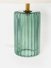 Oliver Bonas Green Sarie Ribbed Glass Table Lamp & Shade - Image 3 of 4