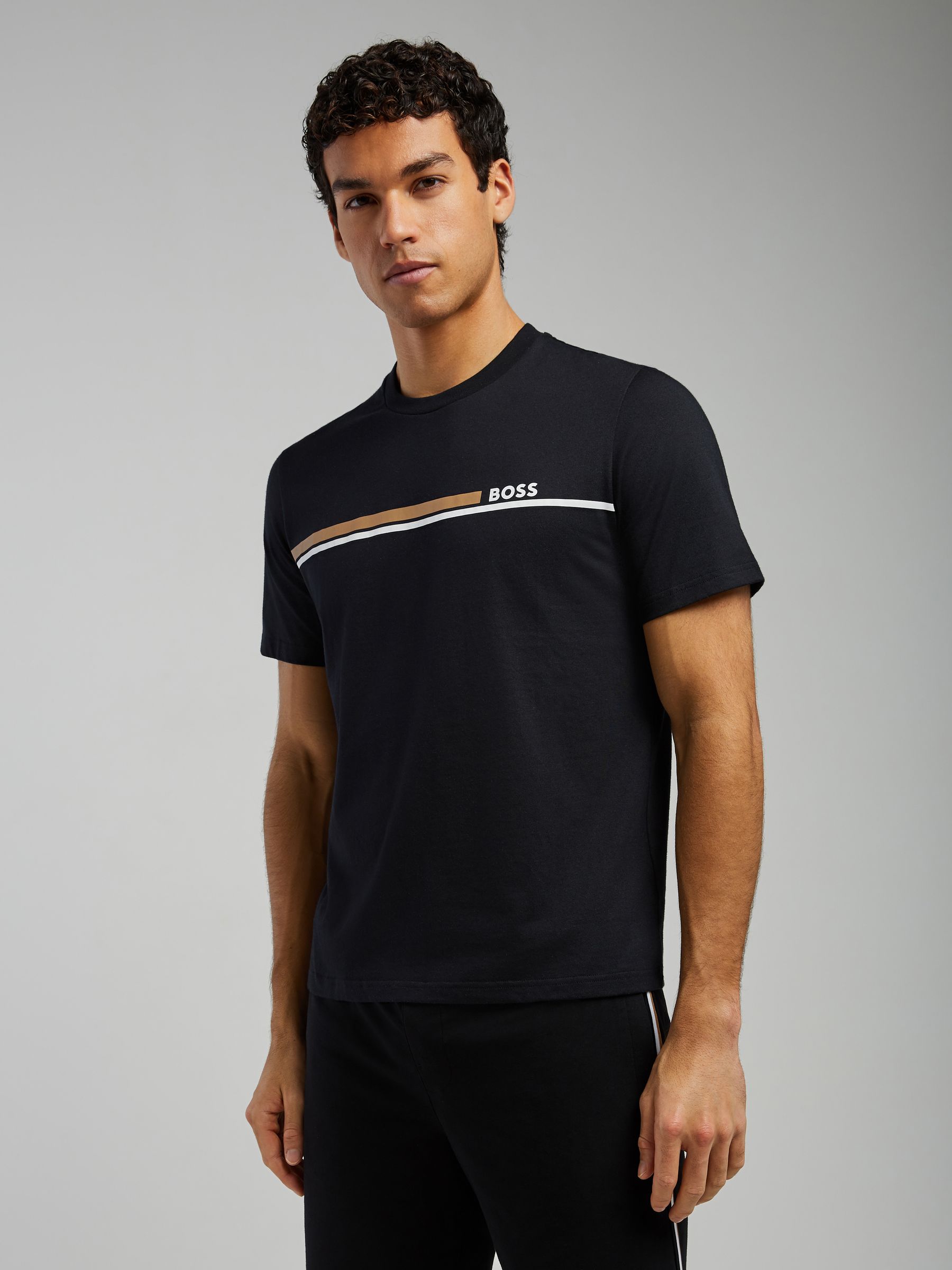 Comprar Preto - Camiseta BOSS com listras e logo autêntico from