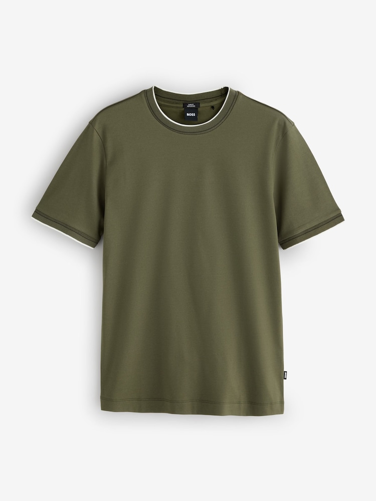BOSS Green Tessler Regular-Fit Tipped Detail T-Shirt - Image 1 of 2 BOSS Green Tessler Regular-Fit Tipped Detail T-Shirt - Image 1 of 2