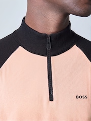 BOSS Pink Regular Fit Quarter Zip Logo Jumper - Image 3 of 5
