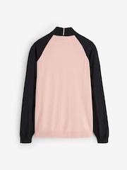 BOSS Pink Regular Fit Quarter Zip Logo Jumper - Image 5 of 5