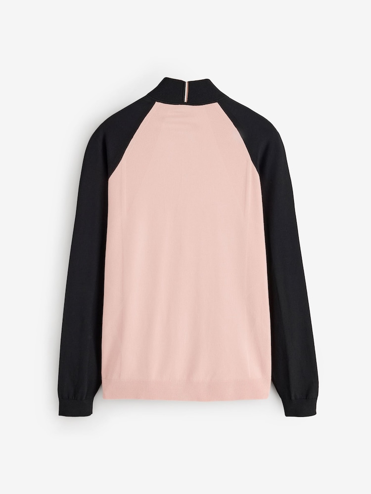 BOSS Pink Regular Fit Quarter Zip Logo Jumper - Image 5 of 5 BOSS Pink Regular Fit Quarter Zip Logo Jumper - Image 5 of 5