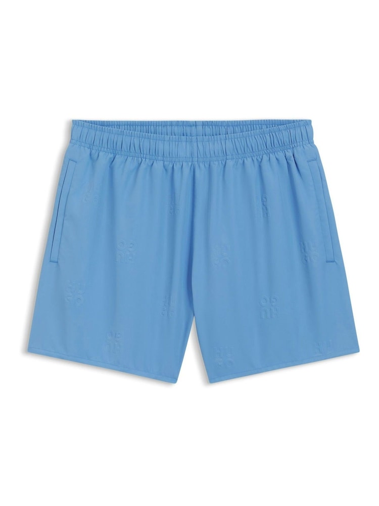 HUGO Blue Tonal Logo Swim Shorts - Image 1 of 1 HUGO Blue Tonal Logo Swim Shorts - Image 1 of 1