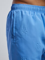 HUGO Blue Tonal Logo Swim Shorts - Image 4 of 5