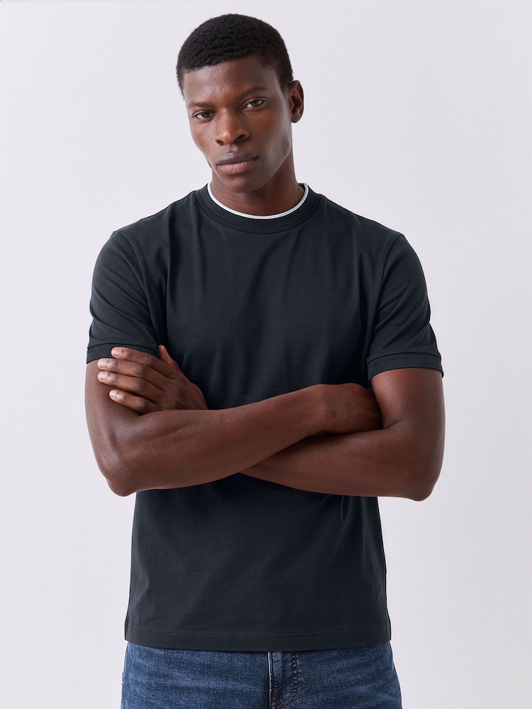 BOSS Blue Tessler Regular-Fit Tipped Detail T-Shirt - Image 1 of 2 BOSS Blue Tessler Regular-Fit Tipped Detail T-Shirt - Image 1 of 2