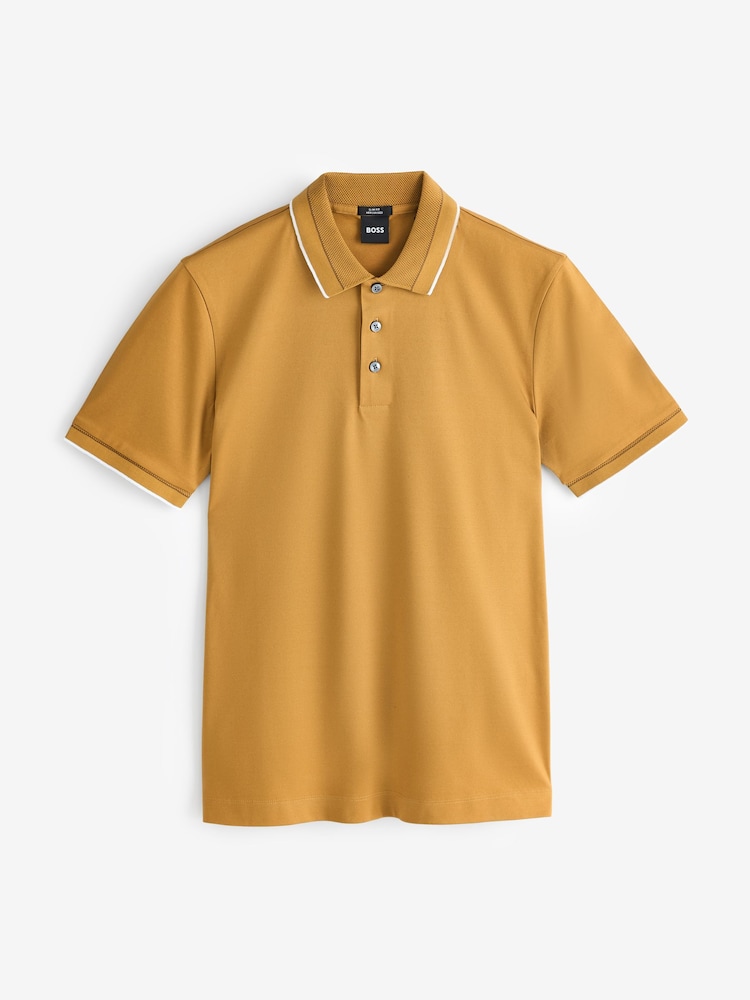 BOSS Gold Regular Fit Phillipson Tipped Polo Shirt - Image 1 of 2