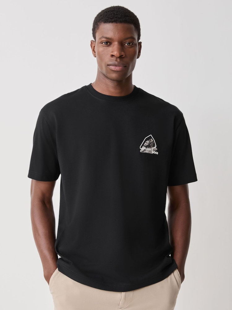 BOSS Black Regular-Fit Graphic Logo T-Shirt - Image 2 of 5 BOSS Black Regular-Fit Graphic Logo T-Shirt - Image 2 of 5
