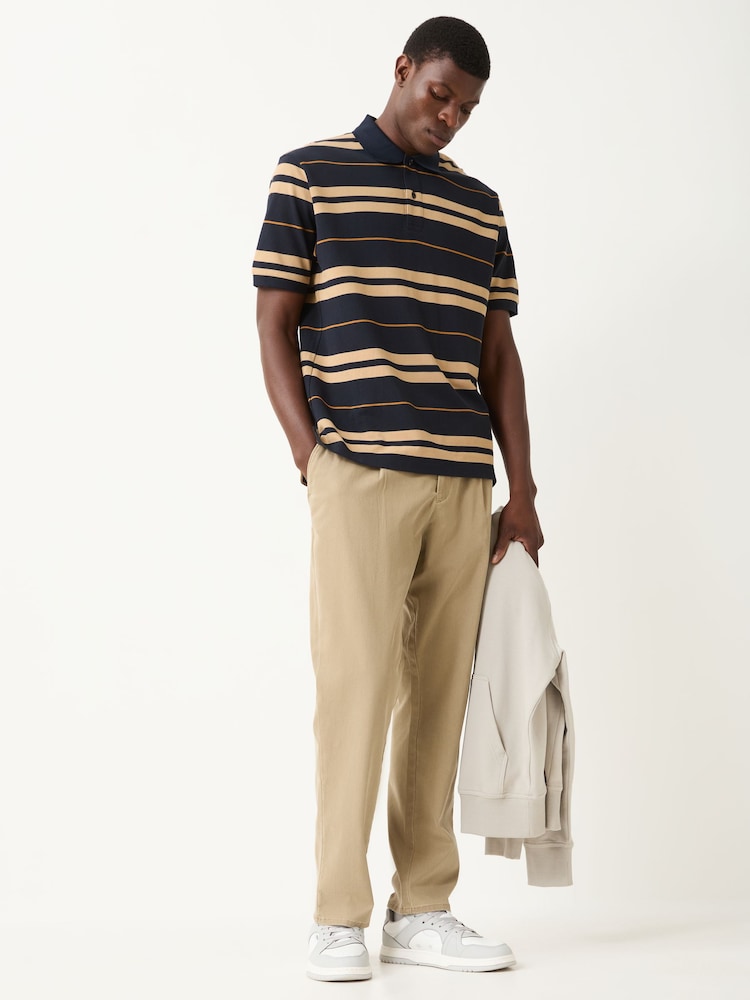 HUGO Natural Nivarsolo Relaxed-Fit Stripe Polo Shirt - Image 2 of 5 HUGO Natural Nivarsolo Relaxed-Fit Stripe Polo Shirt - Image 2 of 5