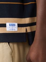 HUGO Natural Nivarsolo Relaxed-Fit Stripe Polo Shirt - Image 4 of 5
