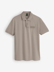 Brūns - BOSS Regular Fit Paddy Structure Logo polo krekls - Attēls 4 no 5