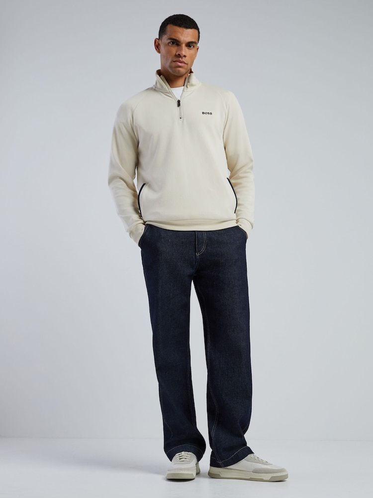 BOSS White Sense Regular-Fit Quarter Zip Logo Sweat Top - Image 2 of 5 BOSS White Sense Regular-Fit Quarter Zip Logo Sweat Top - Image 2 of 5