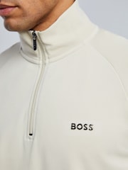 BOSS White Sense Regular-Fit Quarter Zip Logo Sweat Top - Image 4 of 5