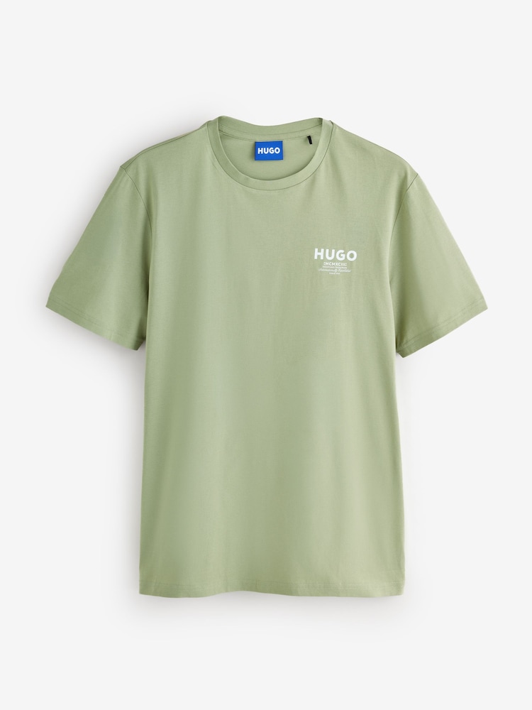 HUGO Light Green Nesptee Regular Fit Logo T-Shirt - Image 1 of 2 HUGO Light Green Nesptee Regular Fit Logo T-Shirt - Image 1 of 2