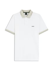 BOSS White Regular-Fit Contrast Collar Logo Polo Shirt - Image 1 of 1
