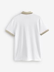 Alb - BOSS Regular-Fit Contrast Collar Logo Polo Shirt - Imaginea 5 din 5