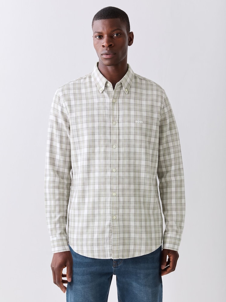 BOSS White Ricoplus Logo Check Shirt - Image 1 of 5