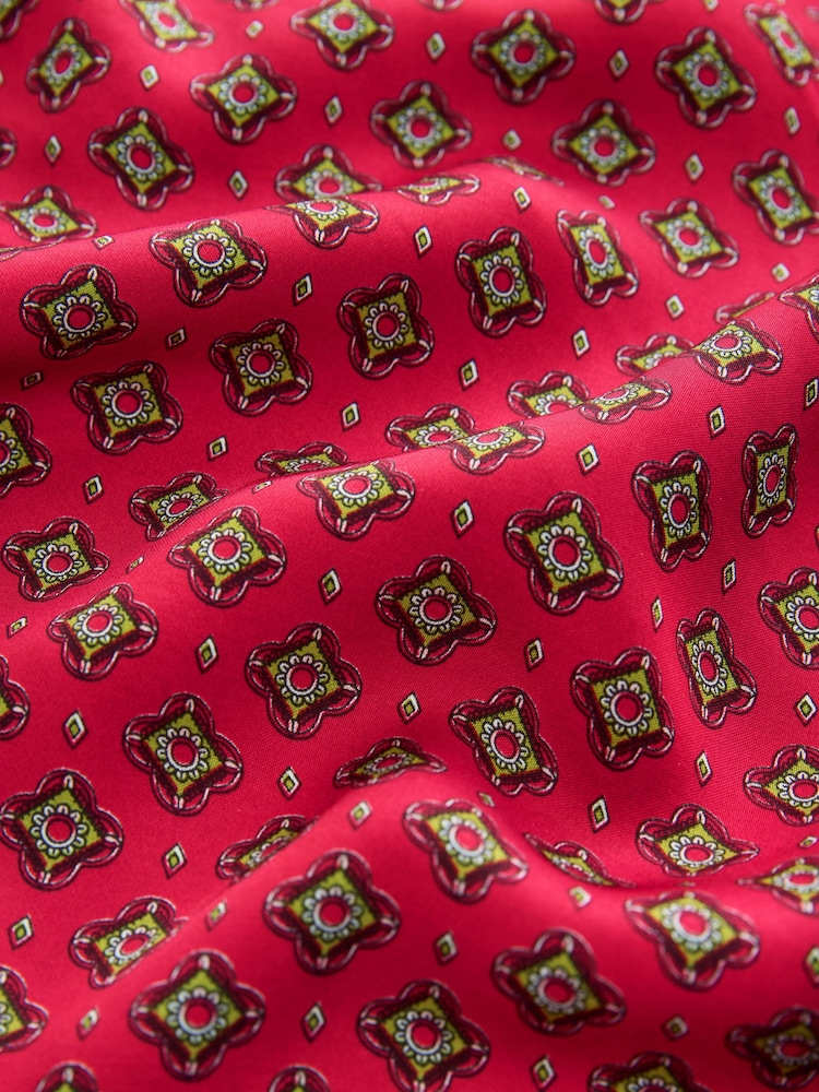 Red Geometric Foulard Print Satin Halterneck Top - Image 2 of 3 Red Geometric Foulard Print Satin Halterneck Top - Image 2 of 3