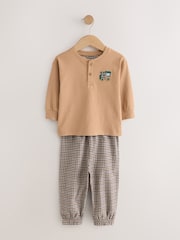 Tan/Teal/Rust Transport Check Woven Bottom Pyjamas 3 Pack (9mths-12yrs) - Image 7 of 10