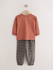 Tan/Teal/Rust Transport Check Woven Bottom Pyjamas 3 Pack (9mths-12yrs) - Image 8 of 10