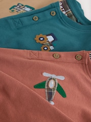 Tan/Teal/Rust Transport Check Woven Bottom Pyjamas 3 Pack (9mths-12yrs) - Image 9 of 10