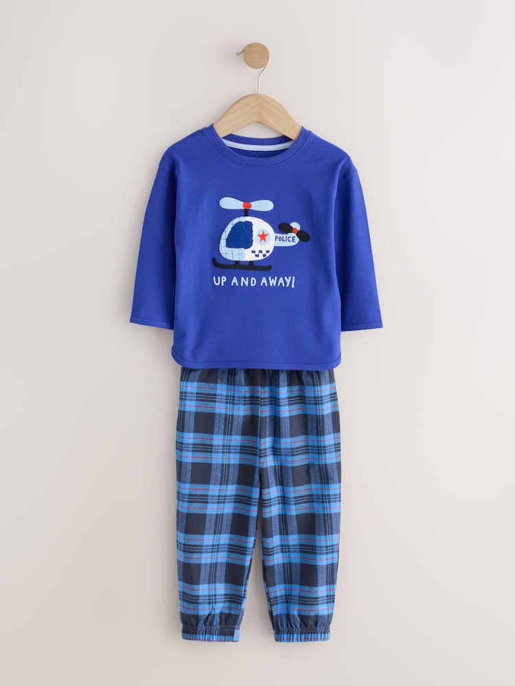 Blue/Navy Emergency Vechiles Check Woven Bottom Pyjamas 3 Pack (9mths-12yrs) - Image 2 of 7 Blue/Navy Emergency Vechiles Check Woven Bottom Pyjamas 3 Pack (9mths-12yrs) - Image 2 of 7