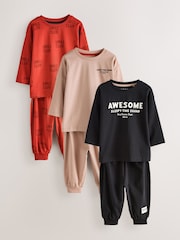 أسود/أحمر/صخري - Long Sleeve Jogger Pyjamas 3 Pack (9mths-11yrs) - صورة 5 من 11