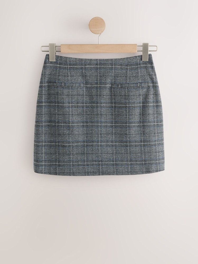 Grey/Blue Check Mini Skirt - Image 1 of 3 Grey/Blue Check Mini Skirt - Image 1 of 3