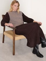 Whistles Brown Checked Shirred Dress - Image 3 of 3