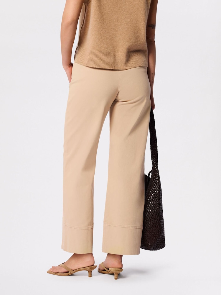 Whistles Wide Leg Casual Cotton Trousers - Imaginea 2 din 5