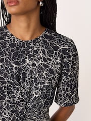 Whistles Blue Crackle Print Twist Midi Dress - Image 4 of 4