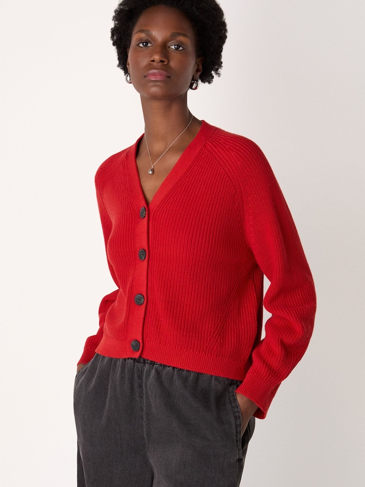 Whistles Petite V-Neck Cotton Cardigan - Imaginea 1 din 4