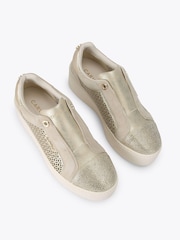 Carvela Gold Connected Laser Trainers - Image 2 of 4